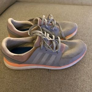 Used and well worn women’s Adidas Cloudfoam sneakers, size 5